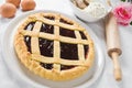 Jam tart in white dish. Royalty Free Stock Photo