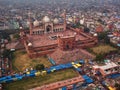 Jama Masjid biggest mosque of India in New Delhi, aerial drone view Royalty Free Stock Photo