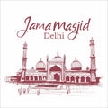 Jama masjid delhi india sketch illustration architecture