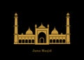 Jama Masjid golden vector icon. Jama mosque, Delhi flat illustration