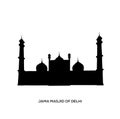 Jama Masjid silhouette in black color. Jama Masjid delhi black icon