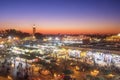 Jamaa el Fna market square with Koutoubia mosque, Marrakesh, Morocco, north Africa