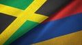 Jamaica and Armenia two flags textile cloth, fabric texture