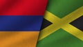 Jamaica and Armenia Realistic Two Flags Together