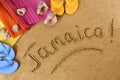 Jamaica beach sand word writing