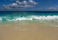 Bahamas beach waves curled