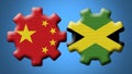 Jamaica and China Chinese Wheel Gears Flags Ã¢â¬â 3D Illustrations