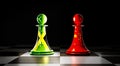 Jamaica and China relations, chess pawns with national flags - 3D illustration