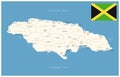 Jamaica - detailed map with administrative divisions and country flag
