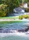 Jamaica. Dunn s River waterfalls.water landscape in a sunny day Royalty Free Stock Photo