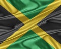 Jamaica flag with a glossy silk texture. Royalty Free Stock Photo