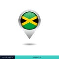 Jamaica flag map pin vector design template. Royalty Free Stock Photo