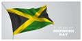 Jamaica happy independence day greeting card, banner, horizontal vector illustration