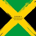 Jamaica Independence Day celebration card. Brush stroke holiday background.