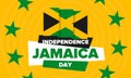 Jamaica Independence Day. Independence of Jamaica. Holidayy of freedom. Celebrated in August 6. Jamaica flag. Vector poster Royalty Free Stock Photo