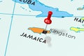 Jamaica, Kingston - capital city, pinned on political map