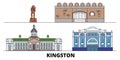 Jamaica, Kingston flat landmarks vector illustration. Jamaica, Kingston line city with famous travel sights, skyline