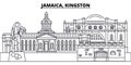 Jamaica, Kingston line skyline vector illustration. Jamaica, Kingston linear cityscape with famous landmarks, city