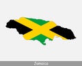 Jamaica Map Flag. Map of Jamaica with the Jamaican national flag isolated on white background. Vector Illustration