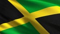 Jamaica national flag blowing in the wind . Official patriotic abstract design. 3D rendering illustration of waving sign