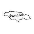 Jamaica outline map with the handwritten country name. Continuous line drawing of patriotic home sign