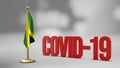 Jamaica realistic 3D flag and Covid-19 illustration.