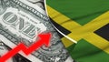 Jamaica Realistic Flag, Usa Dollar, Rising Zigzag Red Arrow