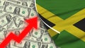 Jamaica Realistic Flag, Usa Dollar, Rising Zigzag Red Arrow