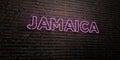 JAMAICA -Realistic Neon Sign on Brick Wall background - 3D rendered royalty free stock image