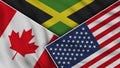 Jamaica United States of America Canada Flags Together Fabric Texture Effect Illustrations Royalty Free Stock Photo