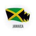 Jamaica vector flag. Bended flag of Jamaica, realistic vector illustration