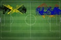 Jamaica vs Armenia Soccer Match, national colors, national flags, soccer field, football game, Copy space