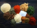 Jamaican Jerk Seasoning Ingredients on a Wood Background Royalty Free Stock Photo