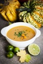 Jamaican pumpkin soup with lime.