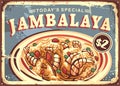 Jambalaya retro restaurant menu advertisement Royalty Free Stock Photo