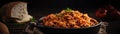 Jambalaya On Stone Rustic Pub Wide Panoramic. Generative AI