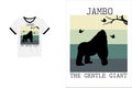 Jambo the gentle giant gorilla retro t shirt design Royalty Free Stock Photo