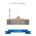 Jame Mosque Zambia. Flat historic sight web vector