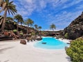 Jameos del Agua areal with beautiful swimming pool designed by CÃ©sar Manrique, Lanzarote, Canary Islands, Spain