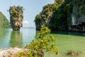 James Bond island near Phuket in Thailand. Famous landmark and famous travel destination Royalty Free Stock Photo