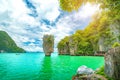 James bond island in Phang Nga bay with couldy sky and clear water ,A famous landmark in southern of Thailand Royalty Free Stock Photo