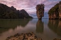 James bond island in Phangnga bay at sunset time, Thailand. Royalty Free Stock Photo