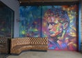 James Dean aerosol on brick mural by Jerod Detox Davies, located in Deep Ellum, Dallas