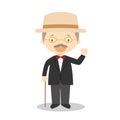 James Joyce cartoon character. Vector Illustration. Kids History Collection