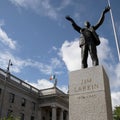 James Larkin statue on O connell Street Dublin Ireland with the GPO behind