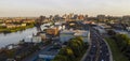 Dusk Falls on the Urban Downtown Metro Area of Newark New Jersey