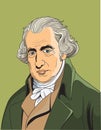 James Watt cartoon style portrait Royalty Free Stock Photo