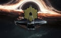 James Webb telescope explores black hole. JWST launch art. Elements of image provided by Nasa