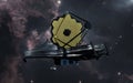 The James Webb telescope working. JWST launch art. Elements of image provided by Nasa