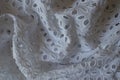 Jammed white eyelet embroidery cotton fabric